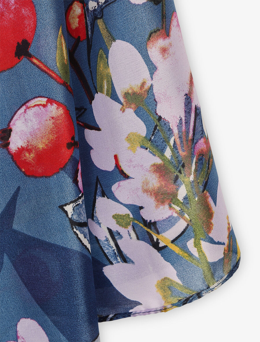 Foulard imprimé baies sauvages - Bleu - 3