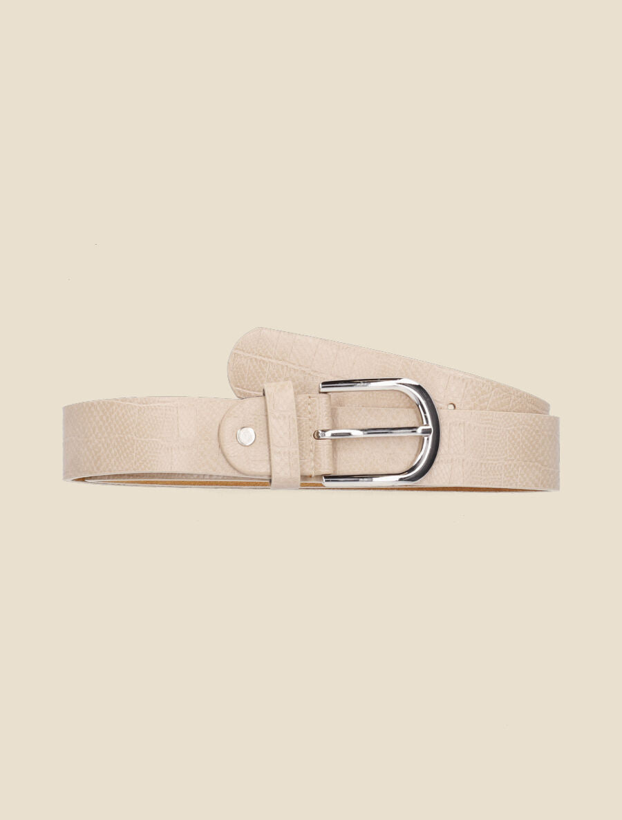 Ceinture en simili effet croco - Beige - 1