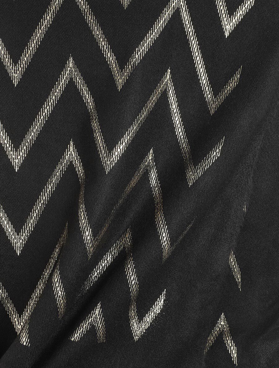 Echarpe à imprimé zig-zag irisés - Noir - 3