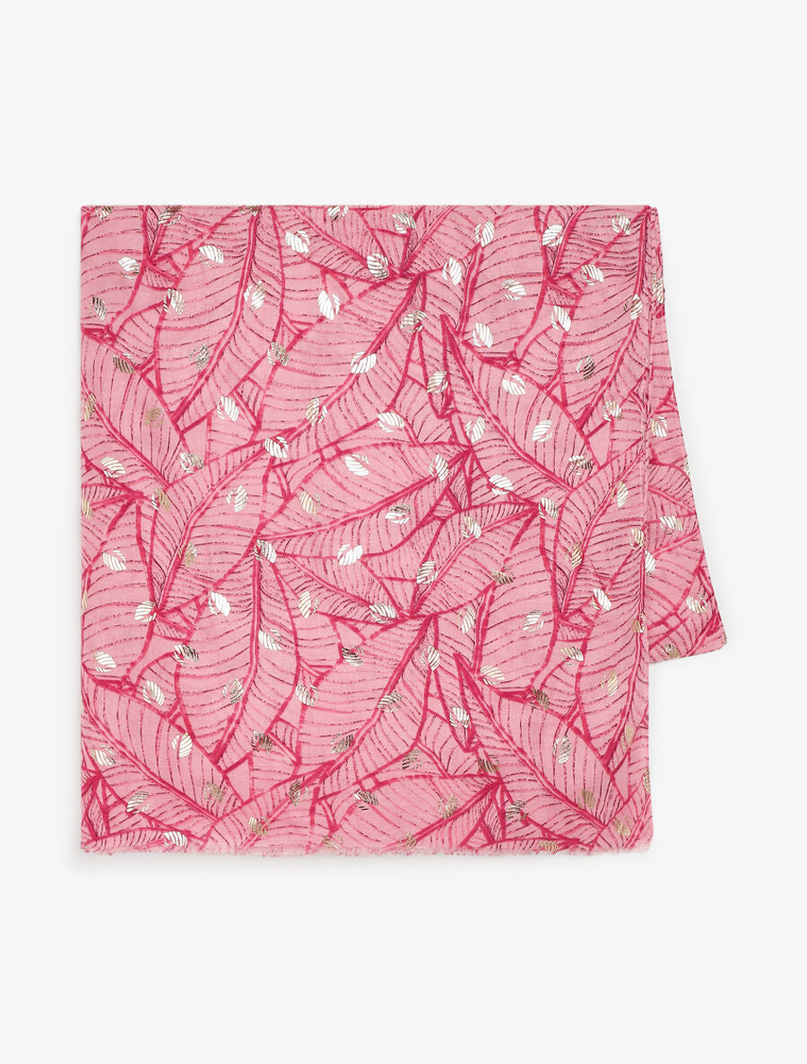 Foulard imprimé feuilles irisées - Rose - 2