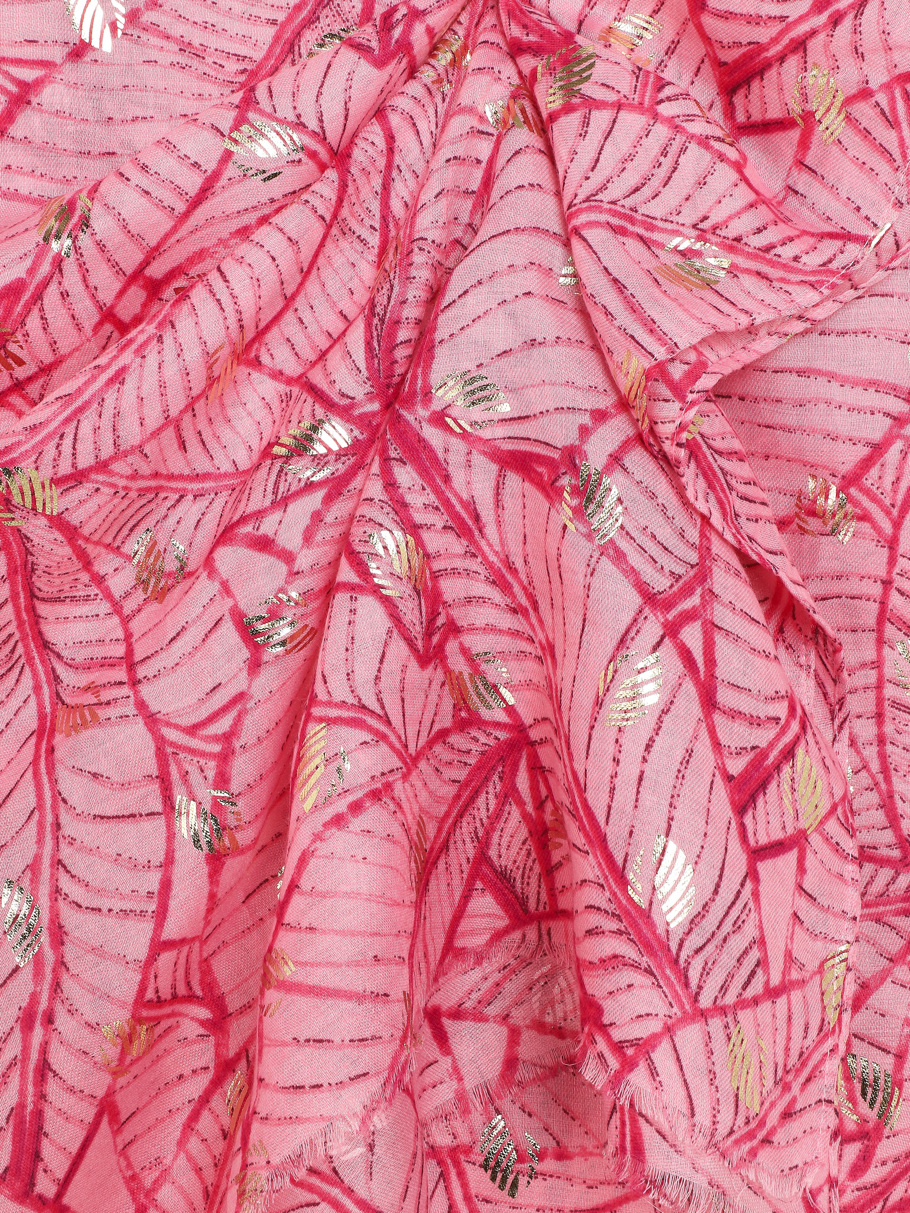 Foulard imprimé feuilles irisées - Rose - 3