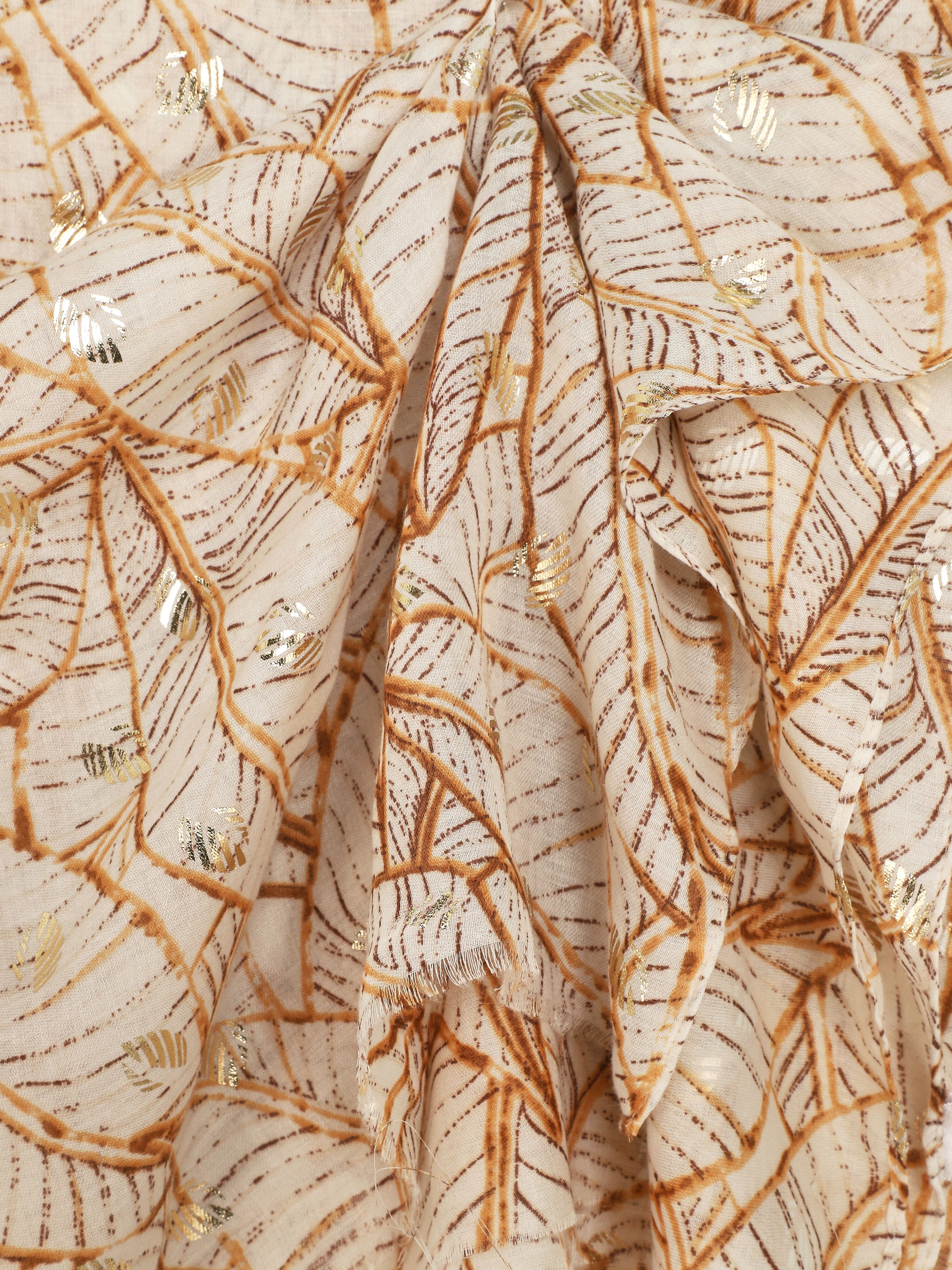Foulard imprimé feuilles irisées - Beige - 3
