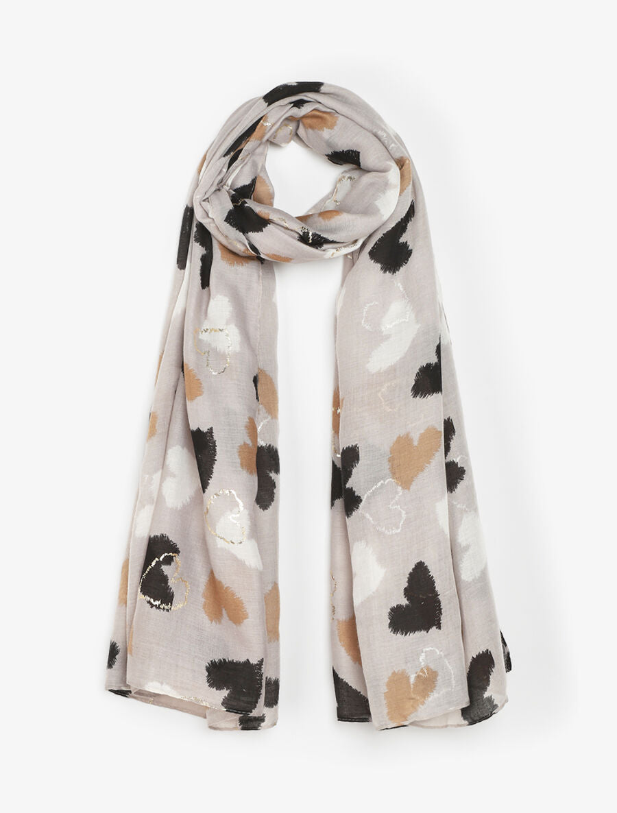 Foulard irisé imprimé coeur - Gris - 4