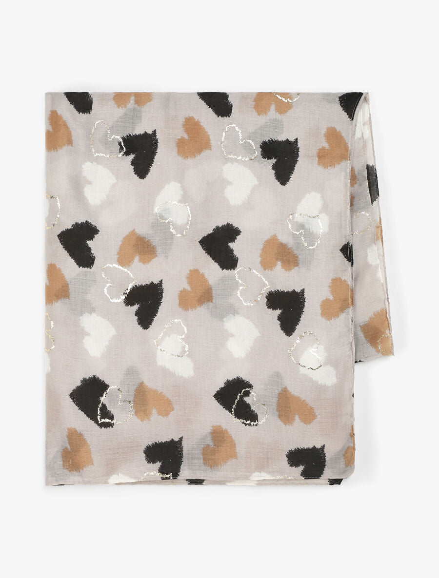 Foulard irisé imprimé coeur - Gris - 2
