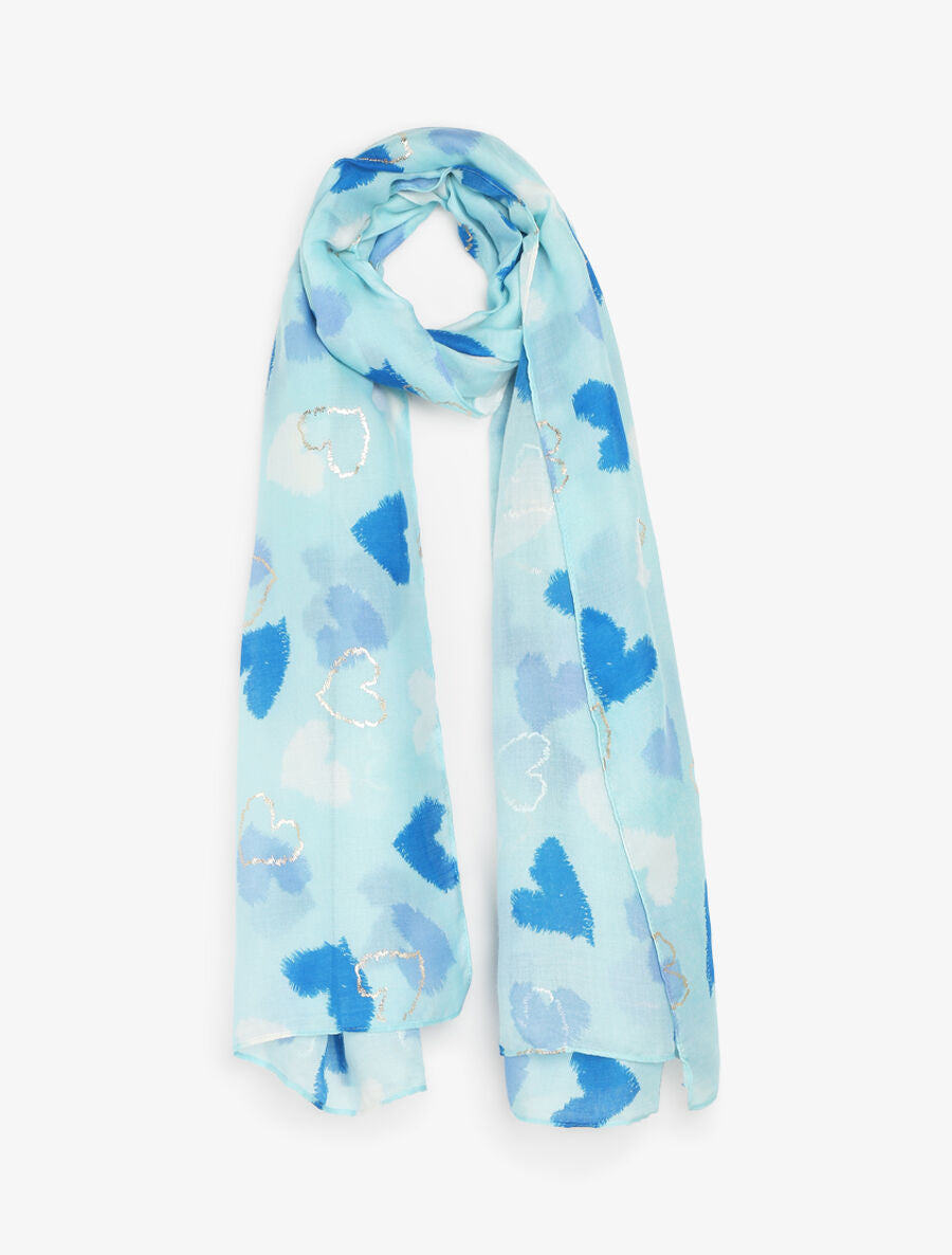 Foulard irisé imprimé coeur - Bleu - 4