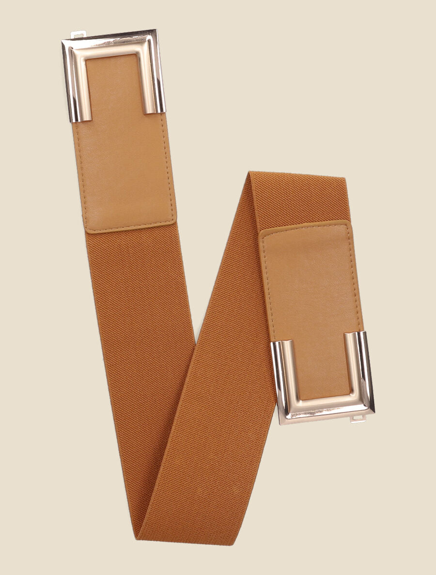 Ceinture élastiquée à boucle clip - Camel - 3