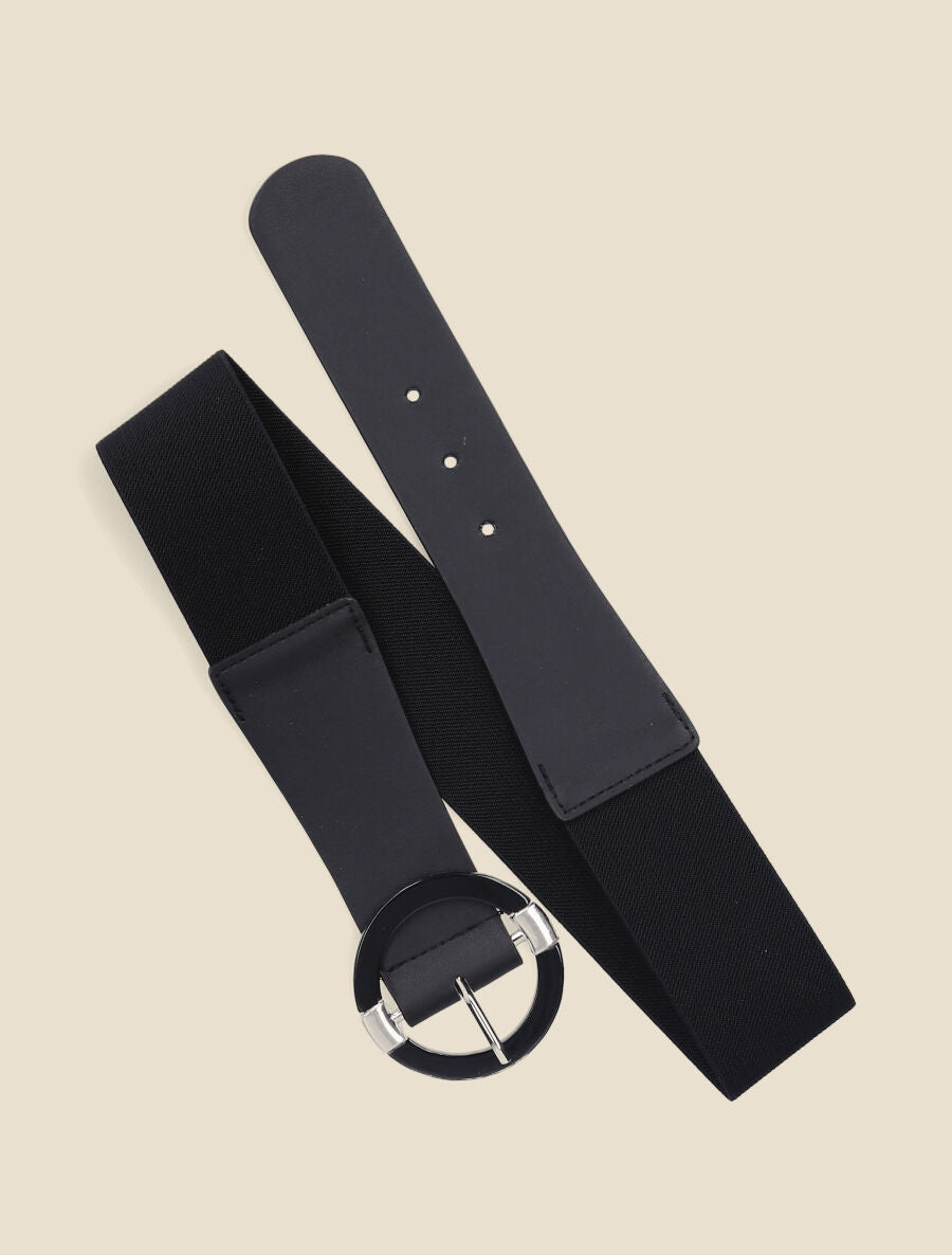 Ceinture élastiquée à boucle ronde - Noir - 3