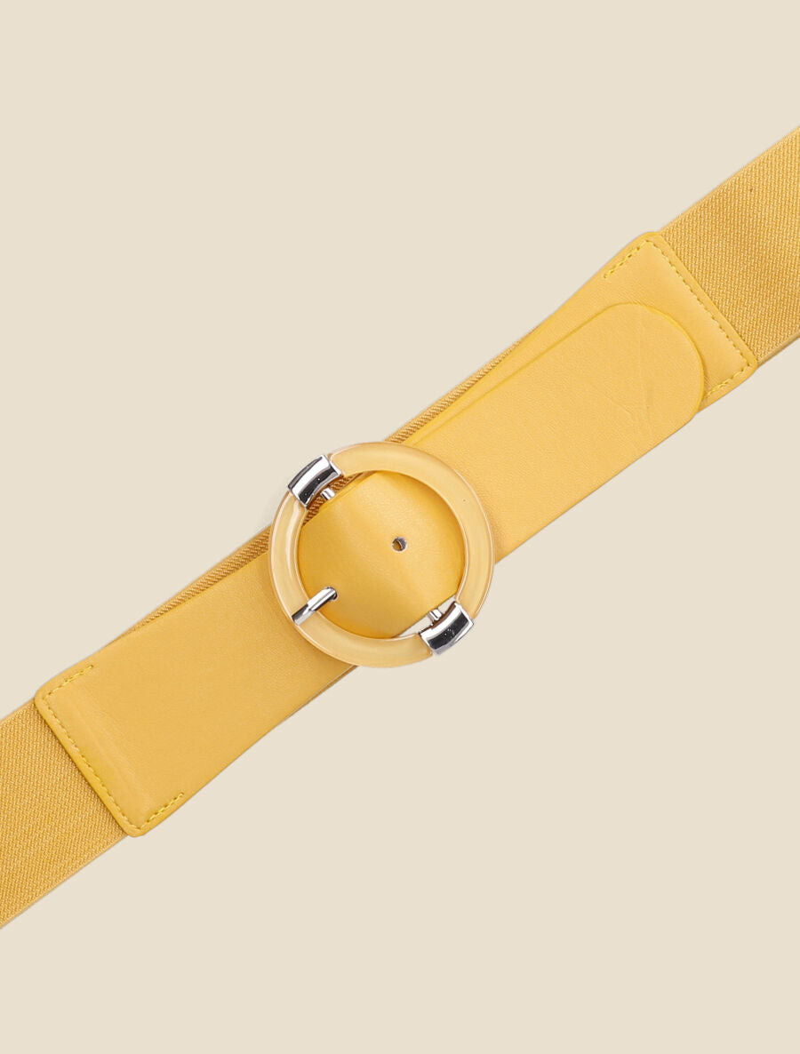Ceinture élastiquée à boucle ronde - Jaune - 2