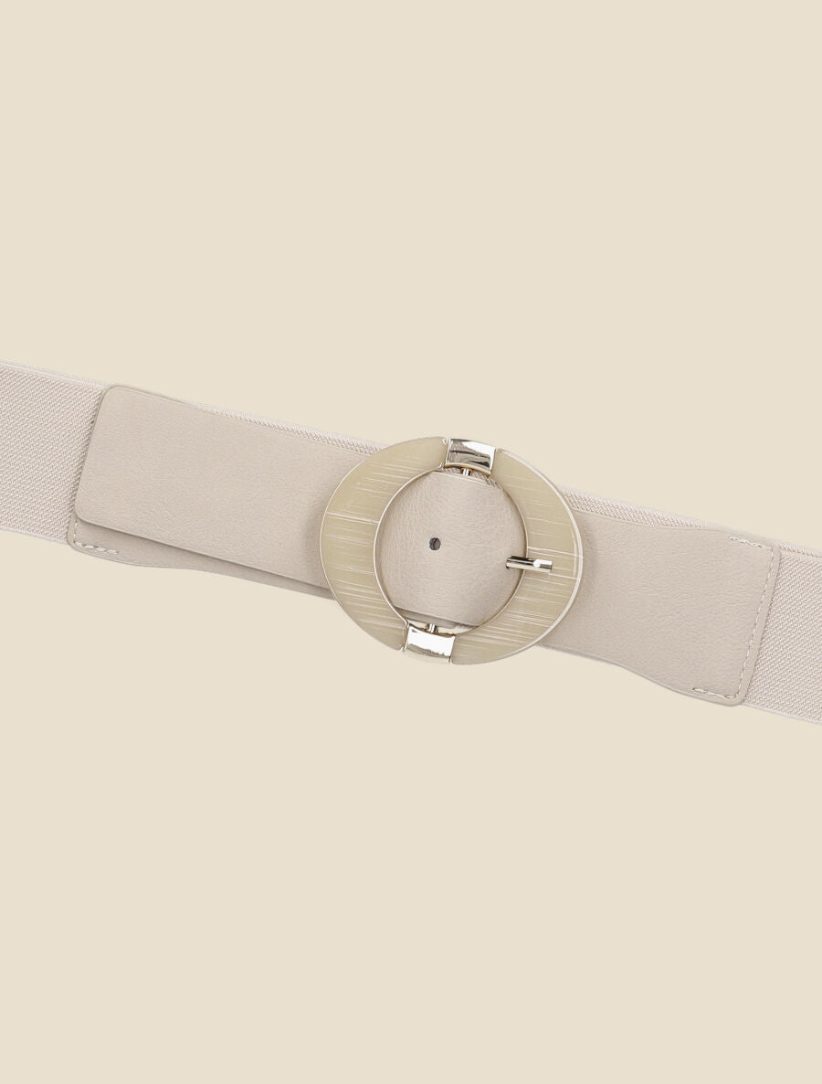 Ceinture élastiquée à boucle ardillon - Beige - 2
