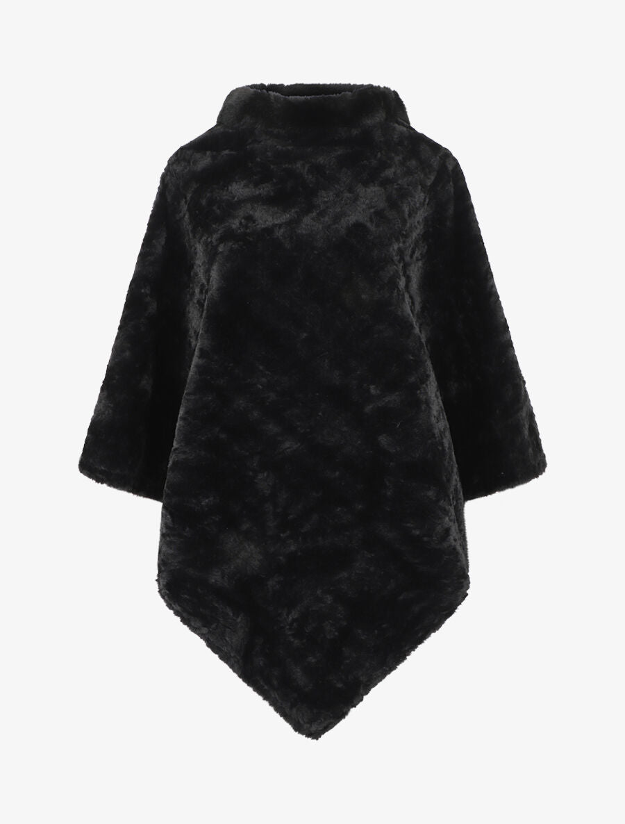 Poncho uni à motif zigzag - Noir - 4