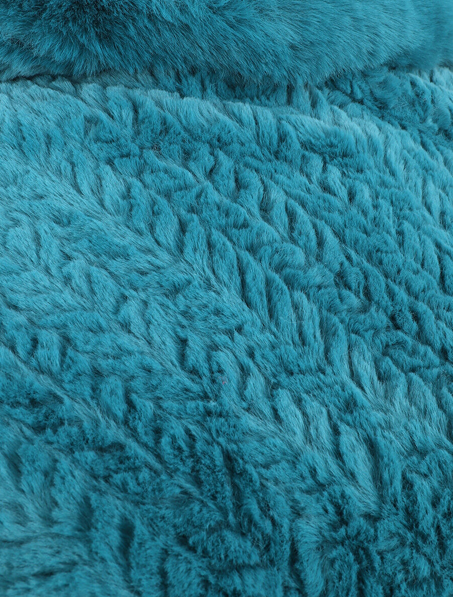 Poncho uni à motif zigzag - Turquoise - 3