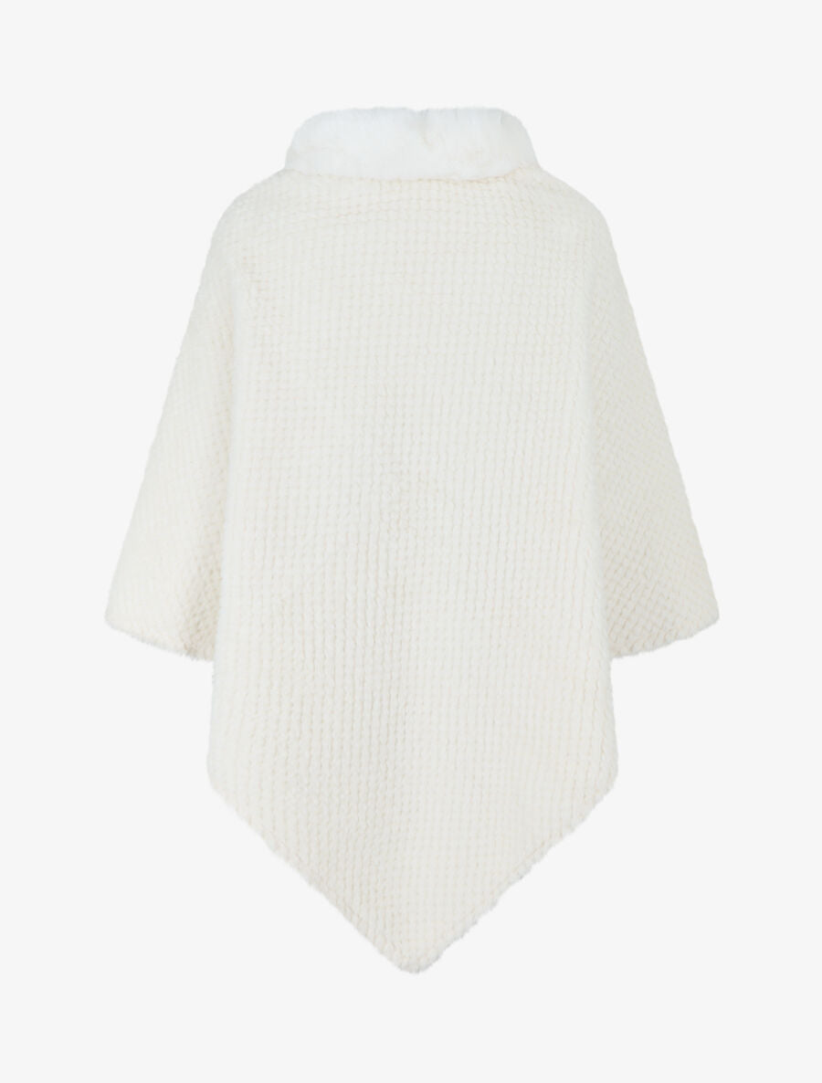 Poncho uni à motif quadrillé - Blanc - 2