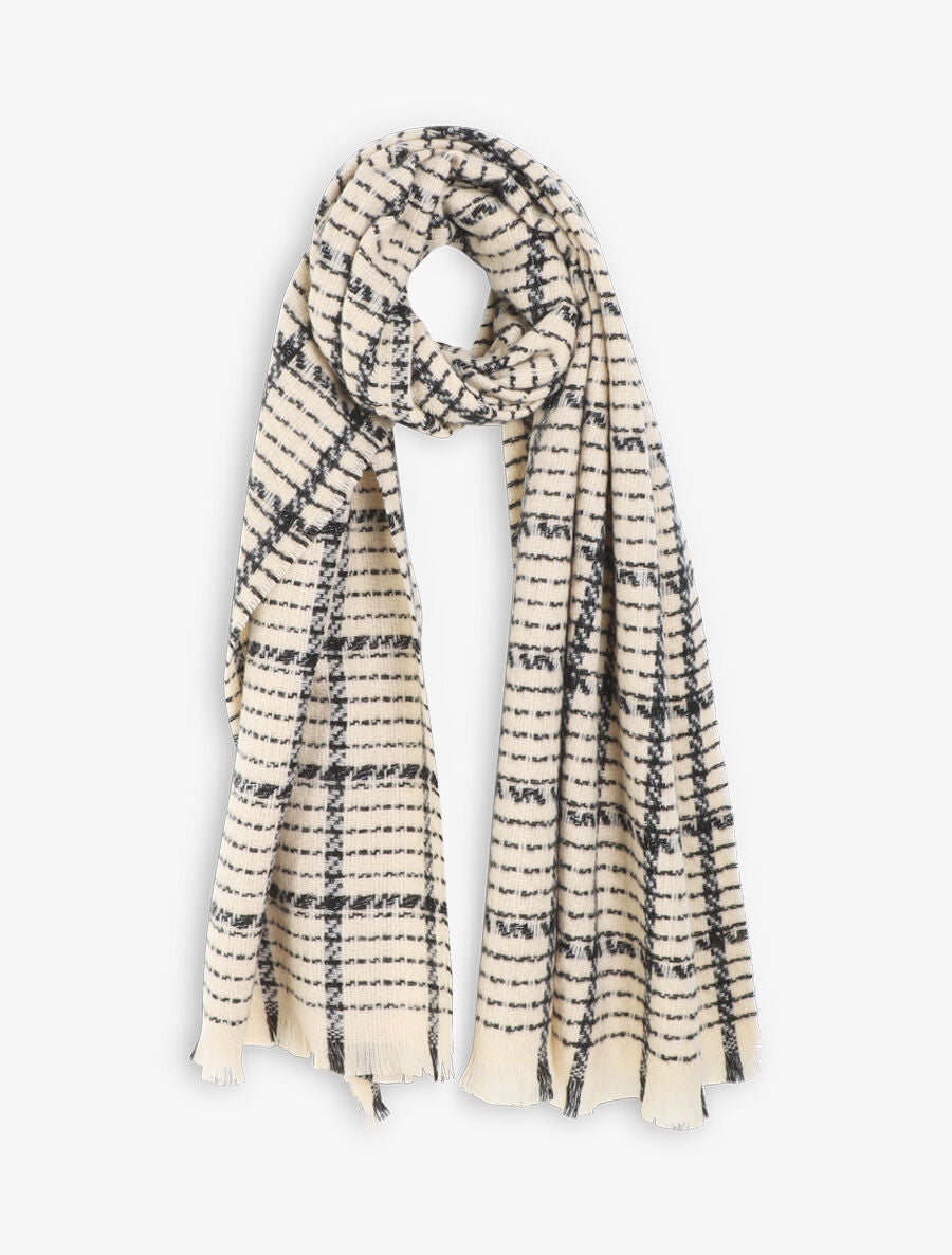 Echarpe épaisse à carreaux - Beige - 1