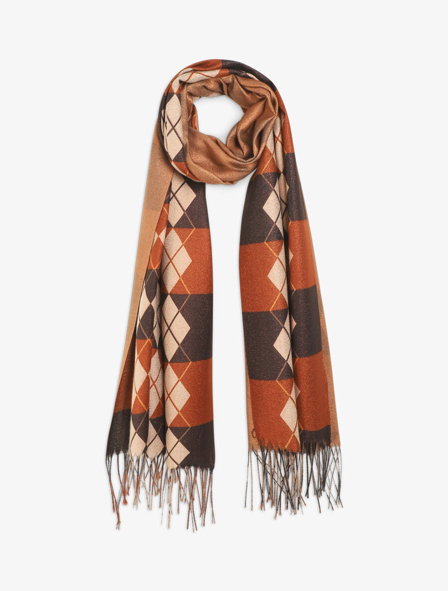 Foulard à imprimé losanges - Camel - 1