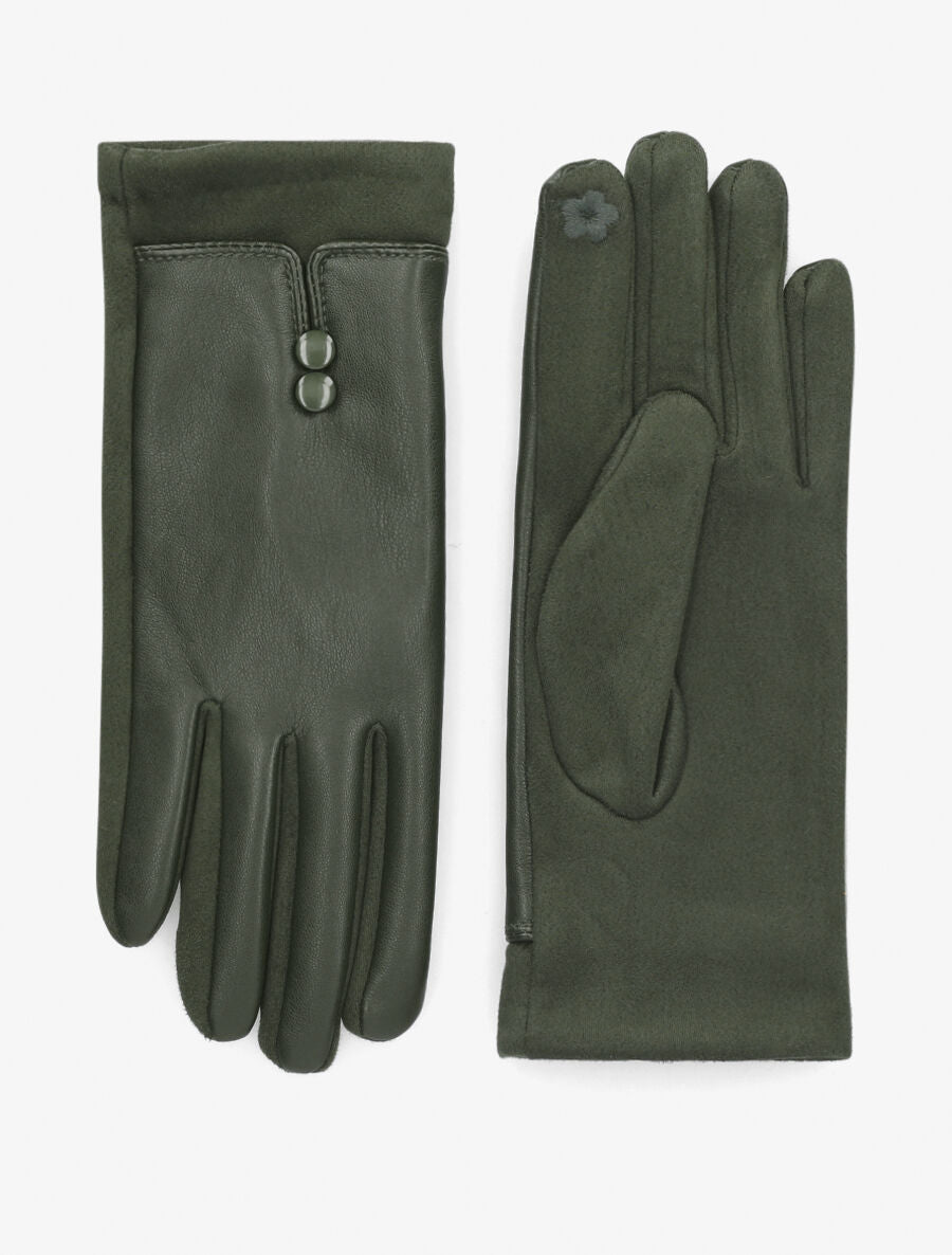 Gants unis bi-matière - Kaki - 2