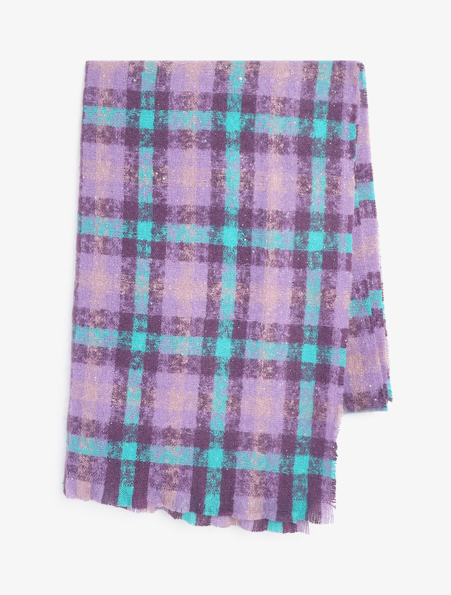Echarpe à imprimé tartan irisé - Violet - 2
