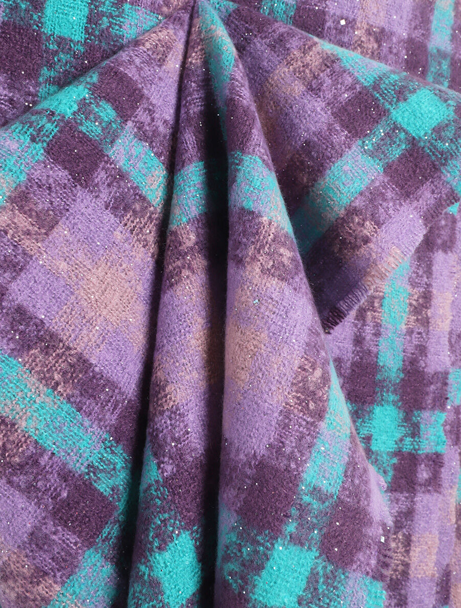 Echarpe à imprimé tartan irisé - Violet - 3