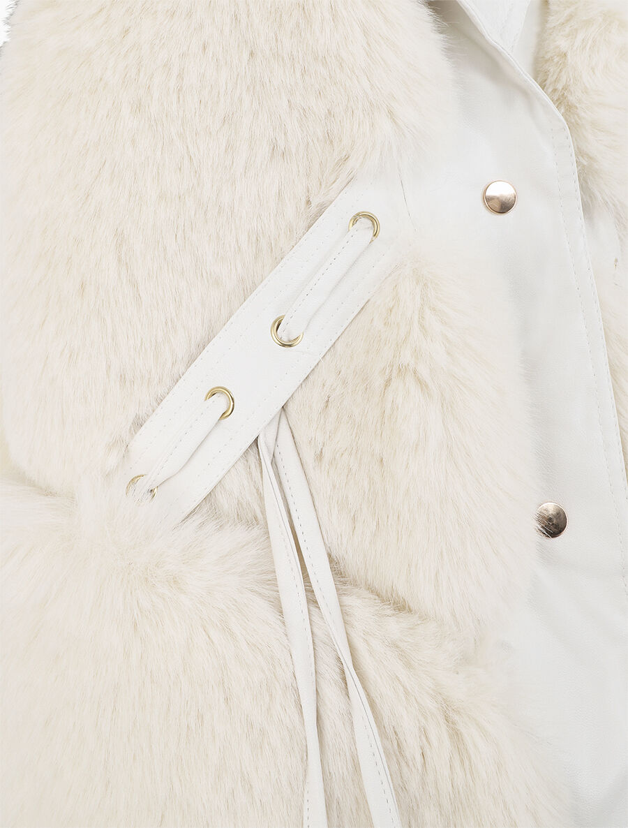 Veste bi-matière boutonnée - Blanc - 3