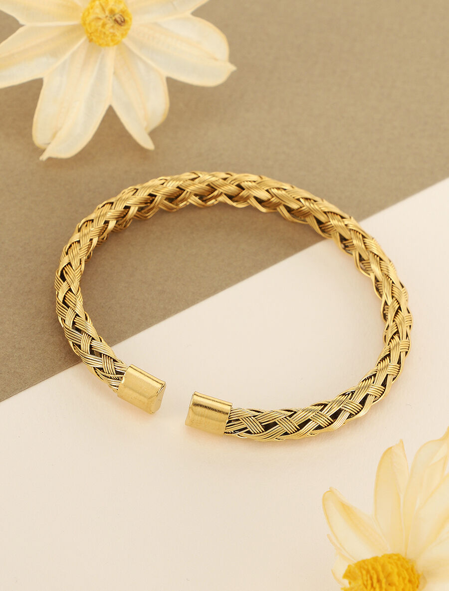 Jonc ouvert tressé - Or - 1