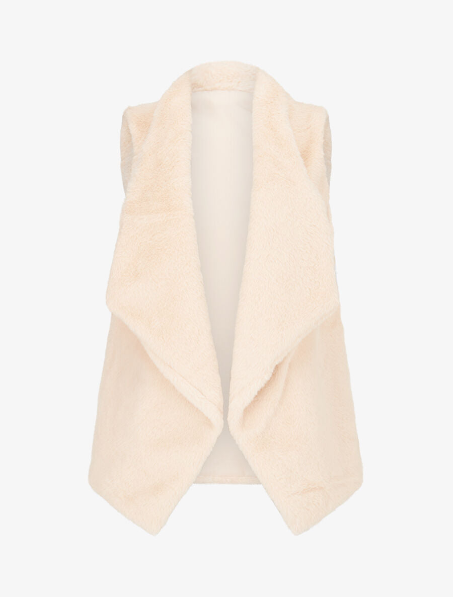 Gilet sans manches en fourrure synthétique - Beige clair - 4