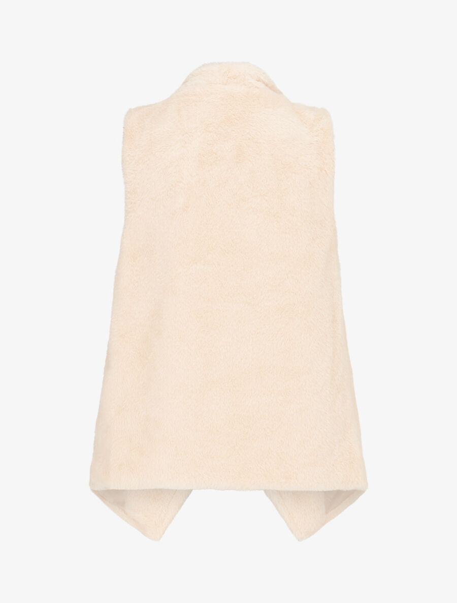 Gilet sans manches en fourrure synthétique - Beige clair - 2