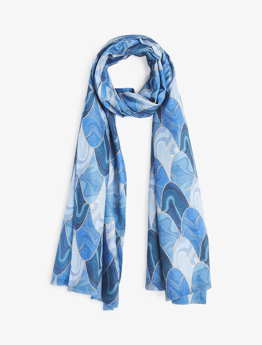 Foulard à imprimé vagues - Bleu - 1