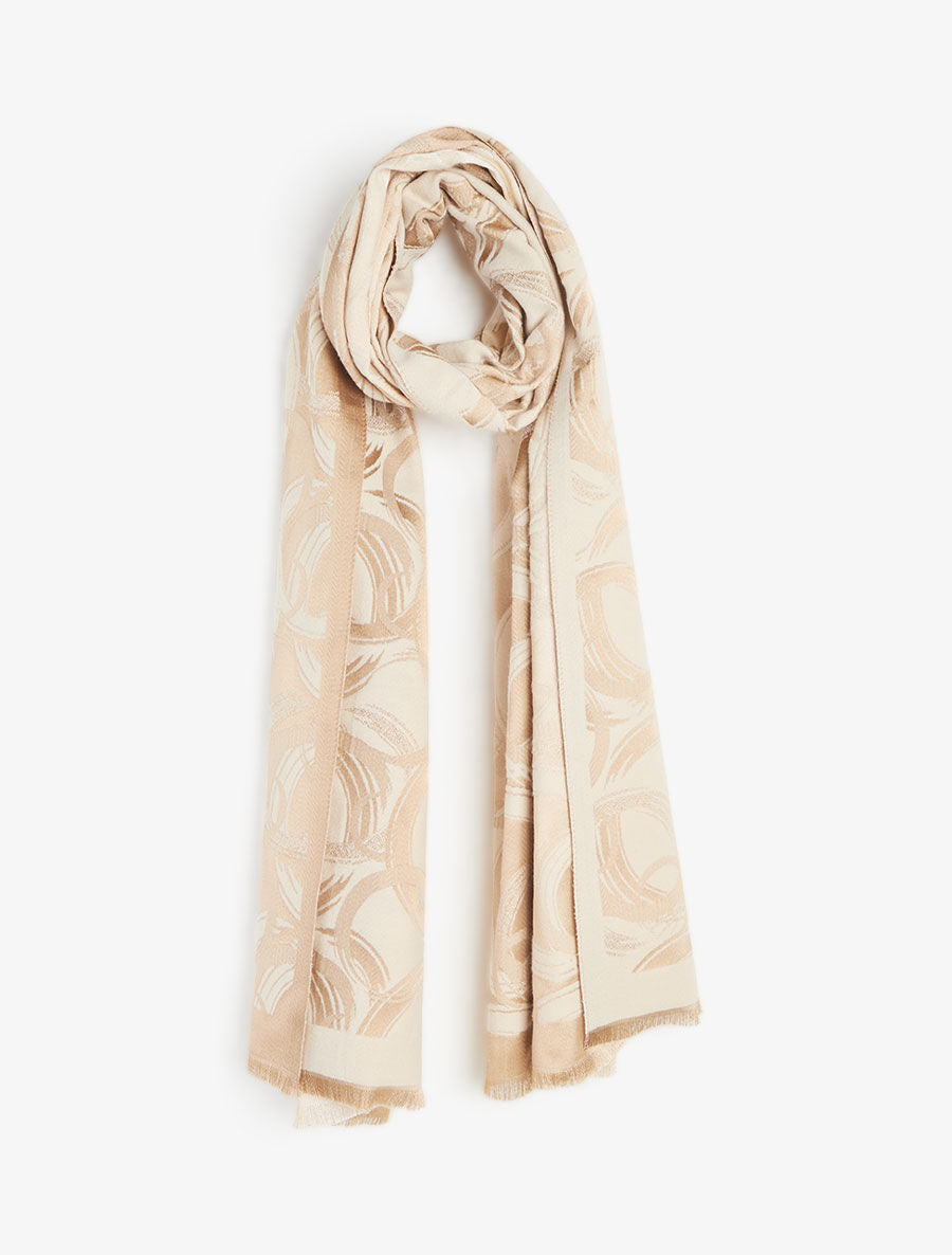 Echarpe imprimé cercles abstrait - Beige - 1