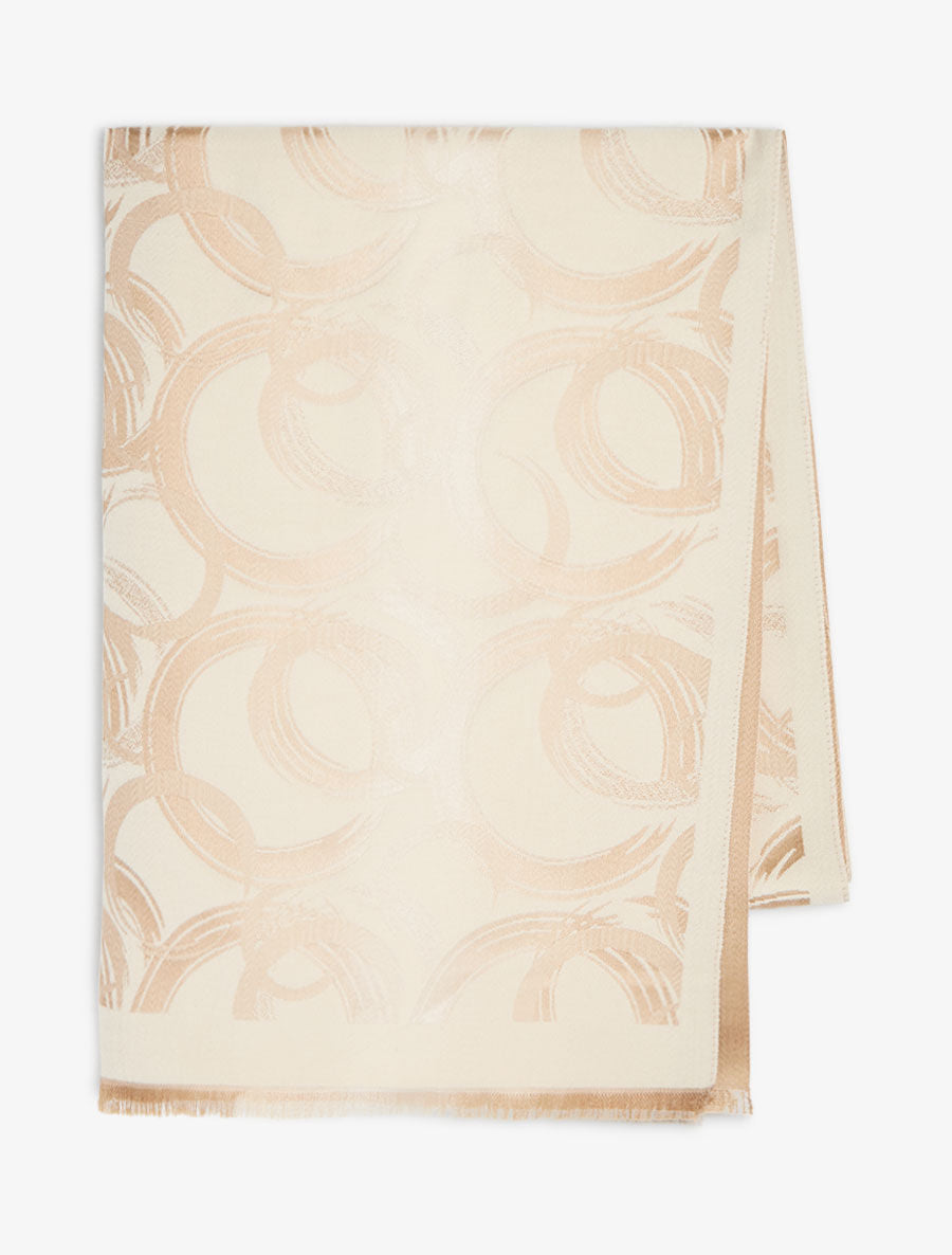 Echarpe imprimé cercles abstrait - Beige - 2