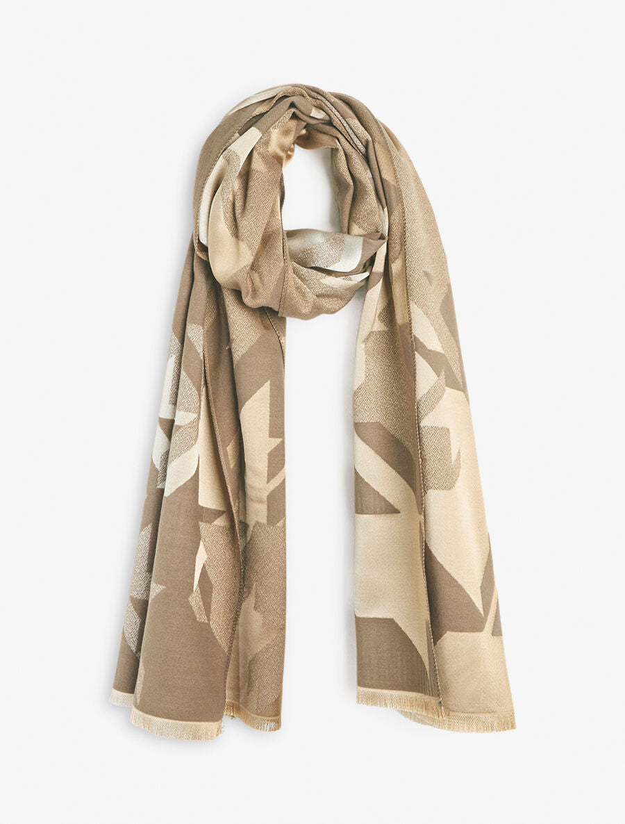 Foulard épais imprimé étoiles graphiques - Taupe - 1