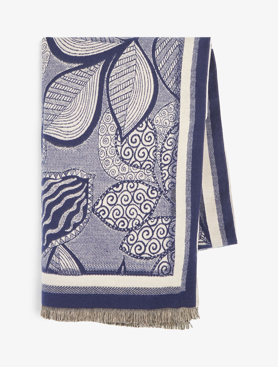 Foulard épais à imprimé plantes tropicales - Marine - 2