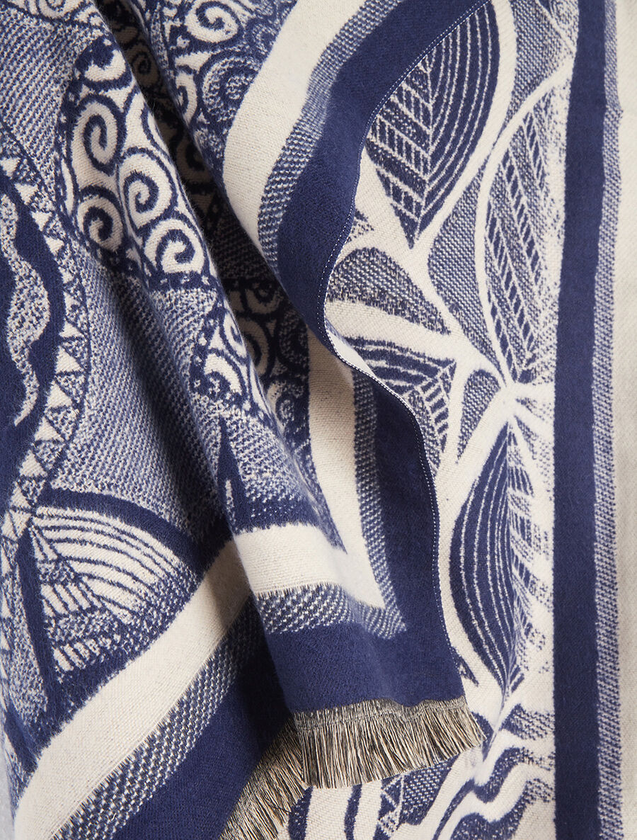 Foulard épais à imprimé plantes tropicales - Marine - 3