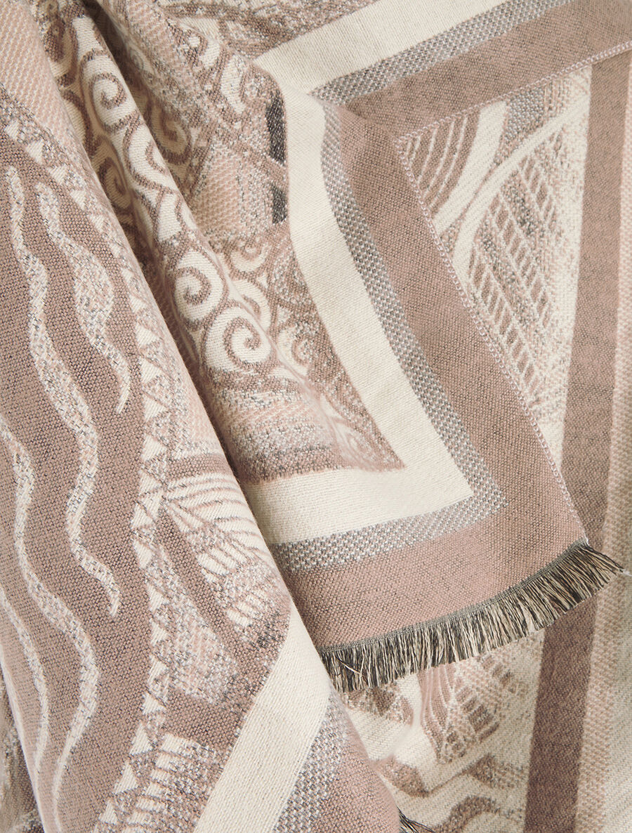 Foulard épais à imprimé plantes tropicales - Taupe - 3