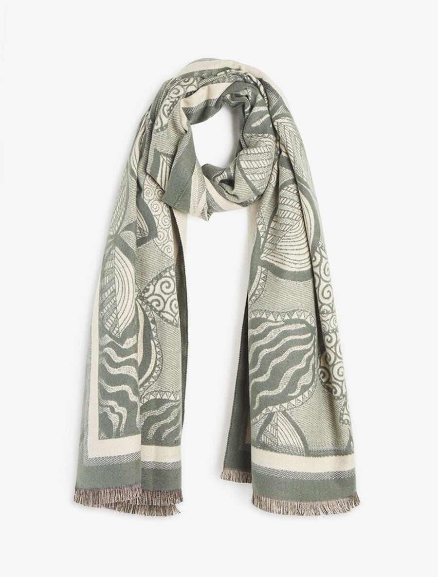 Foulard épais à imprimé plantes tropicales - Kaki - 4