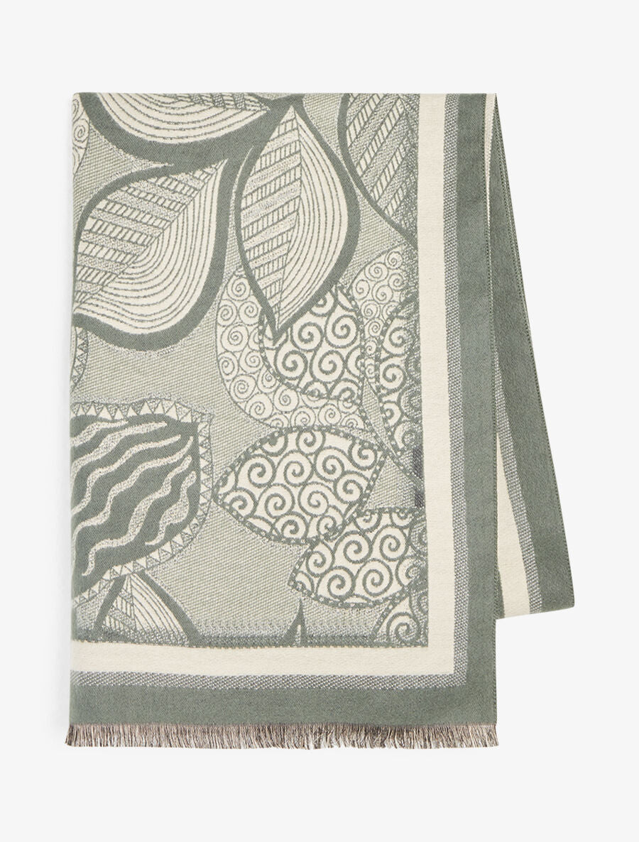 Foulard épais à imprimé plantes tropicales - Kaki - 2