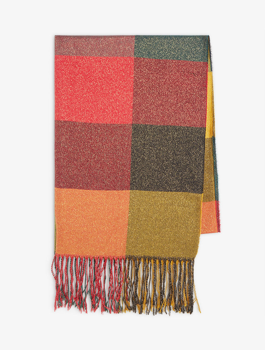 Foulard irisé imprimé carreaux - Rouge - 2