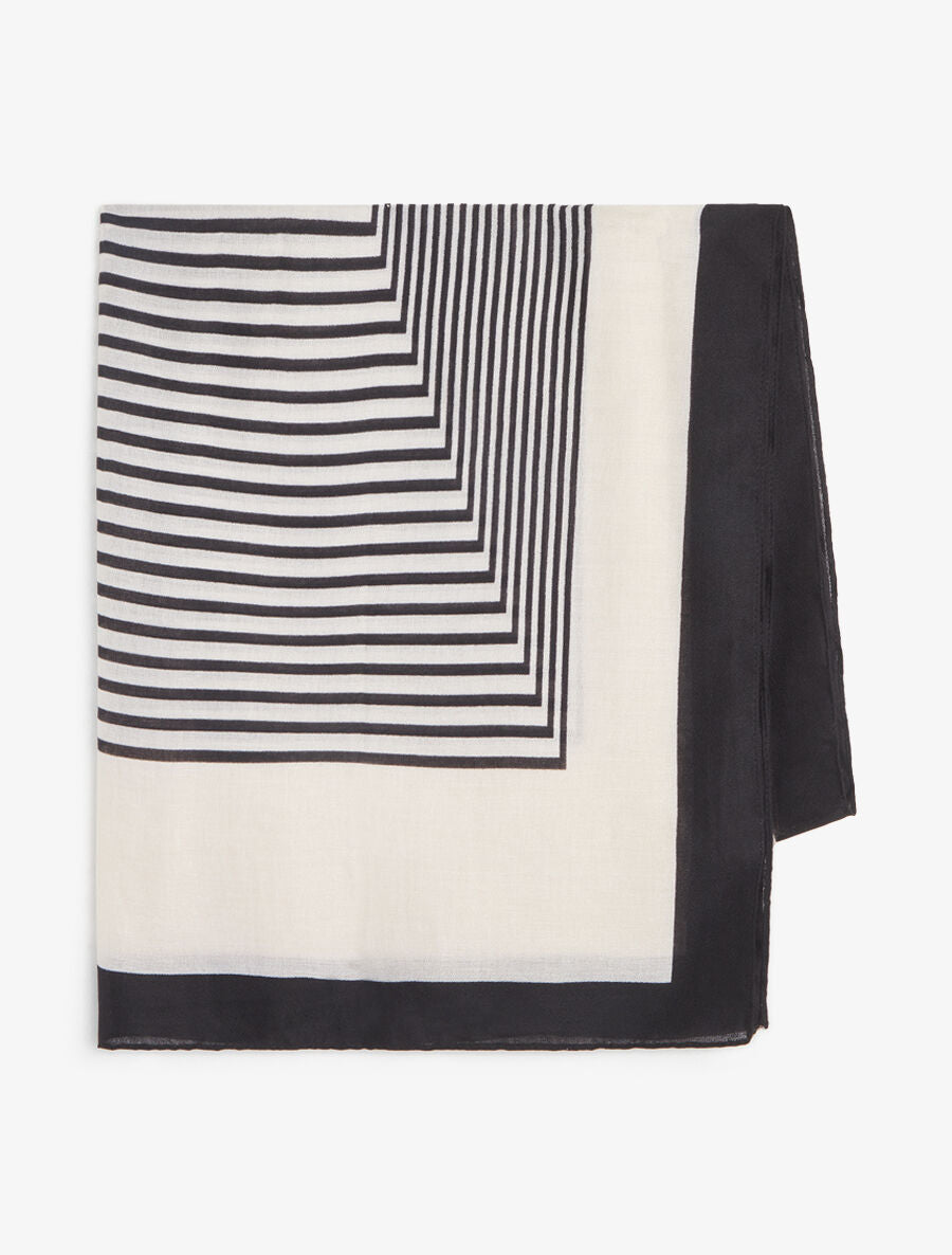 Foulard imprimé rayures stylisées - Écru - 2