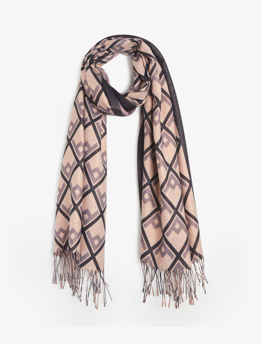 Foulard irisé imprimé losanges stylisés - Noir - 4