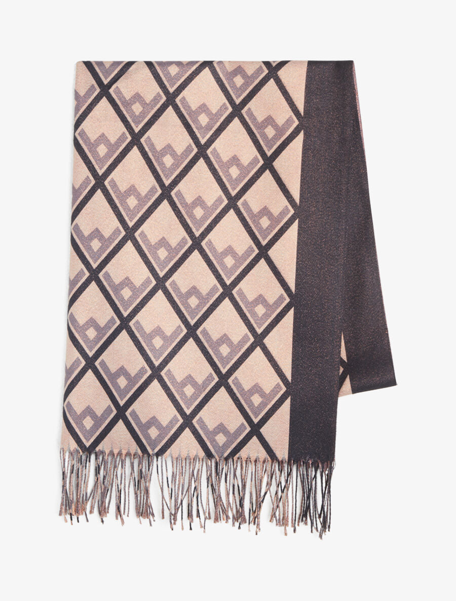 Foulard irisé imprimé losanges stylisés - Noir - 2