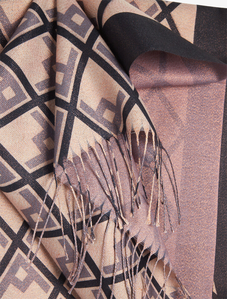 Foulard irisé imprimé losanges stylisés - Noir - 3