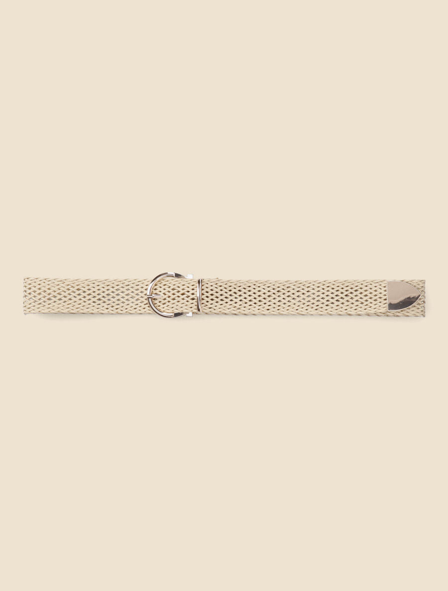 Ceinture tressée à boucle métallique - Beige - 2