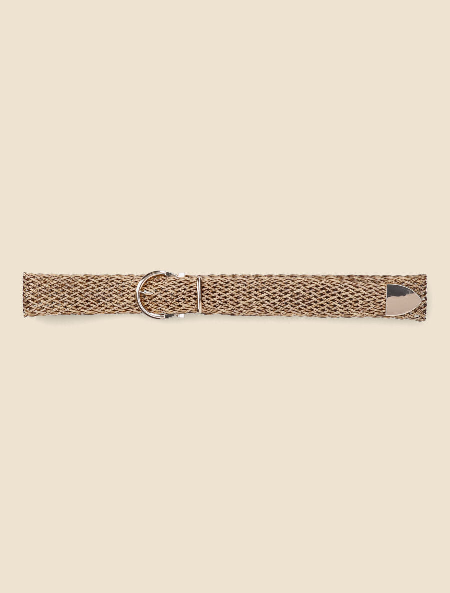 Ceinture tressée à boucle métallique - Taupe - 2