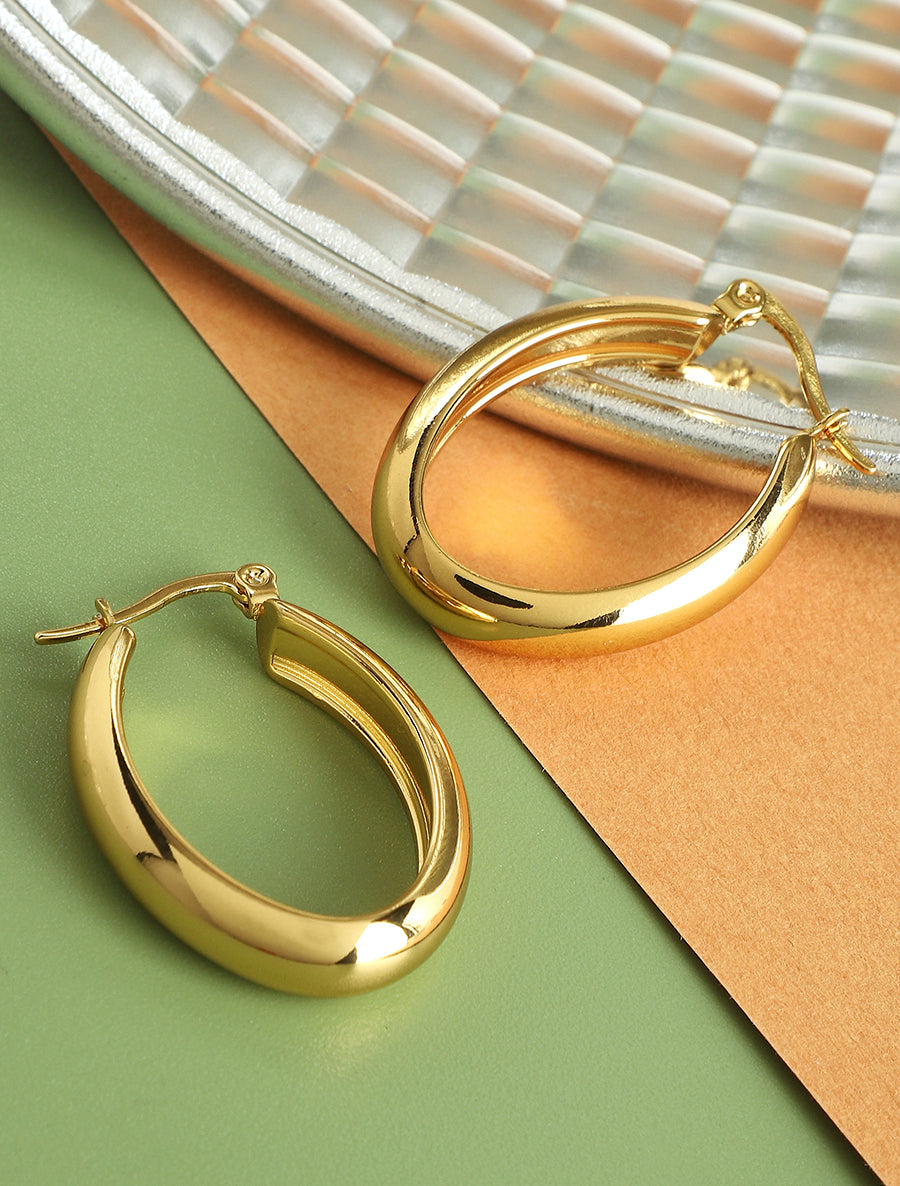 Créoles ovales épaisses - Or - 1