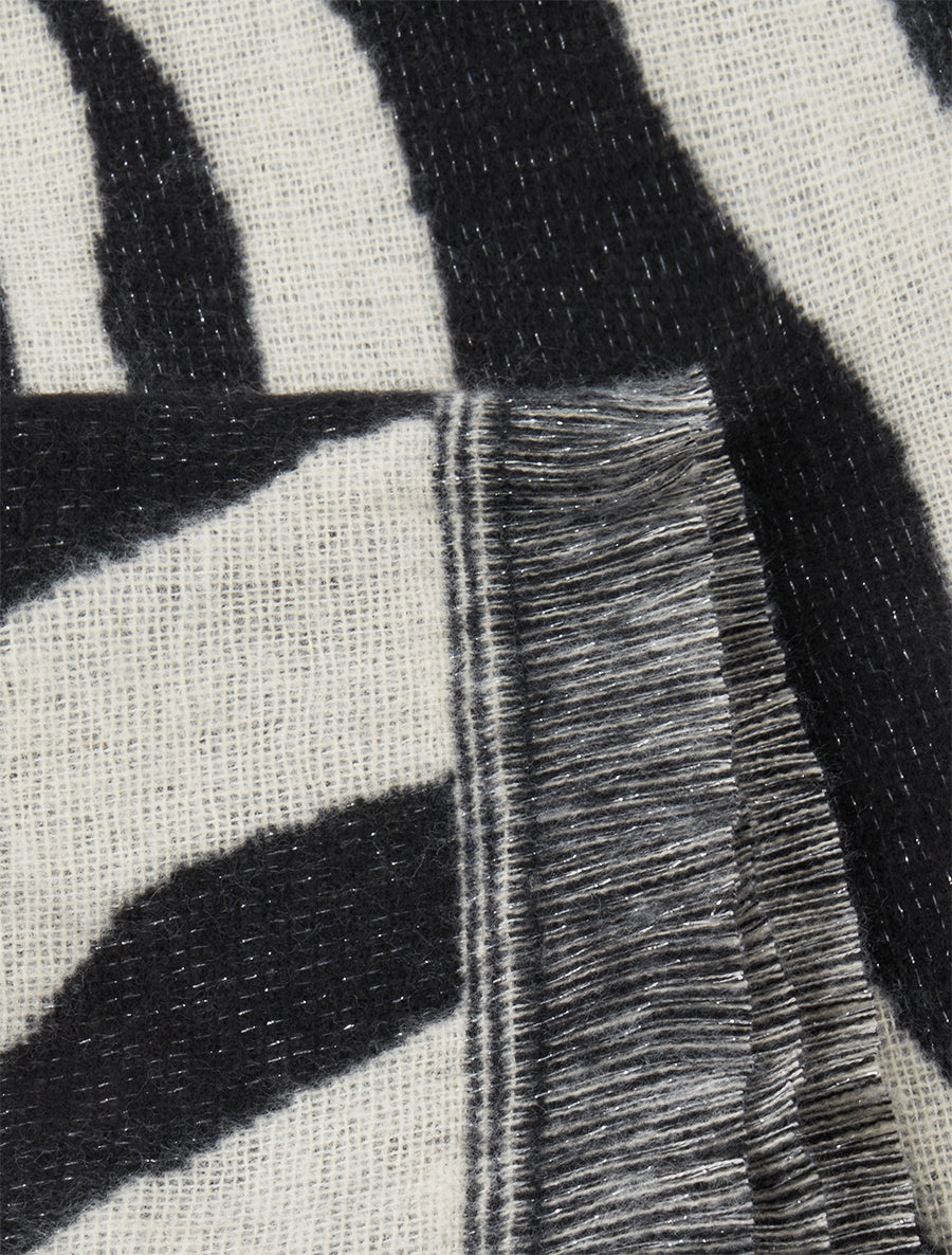 Echarpe duveteux à imprimé zèbré - Noir - 3