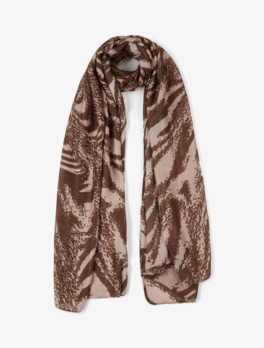 Foulard à imprimé abstrait pailleté - Marron - 1