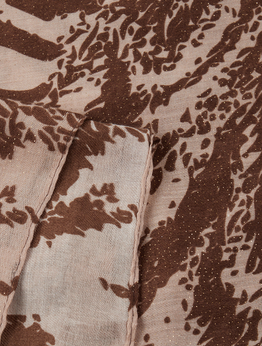 Foulard à imprimé abstrait pailleté - Marron - 3