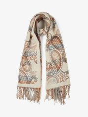 Echarpe à imprimé cachemire à bords frangés - Beige - 1