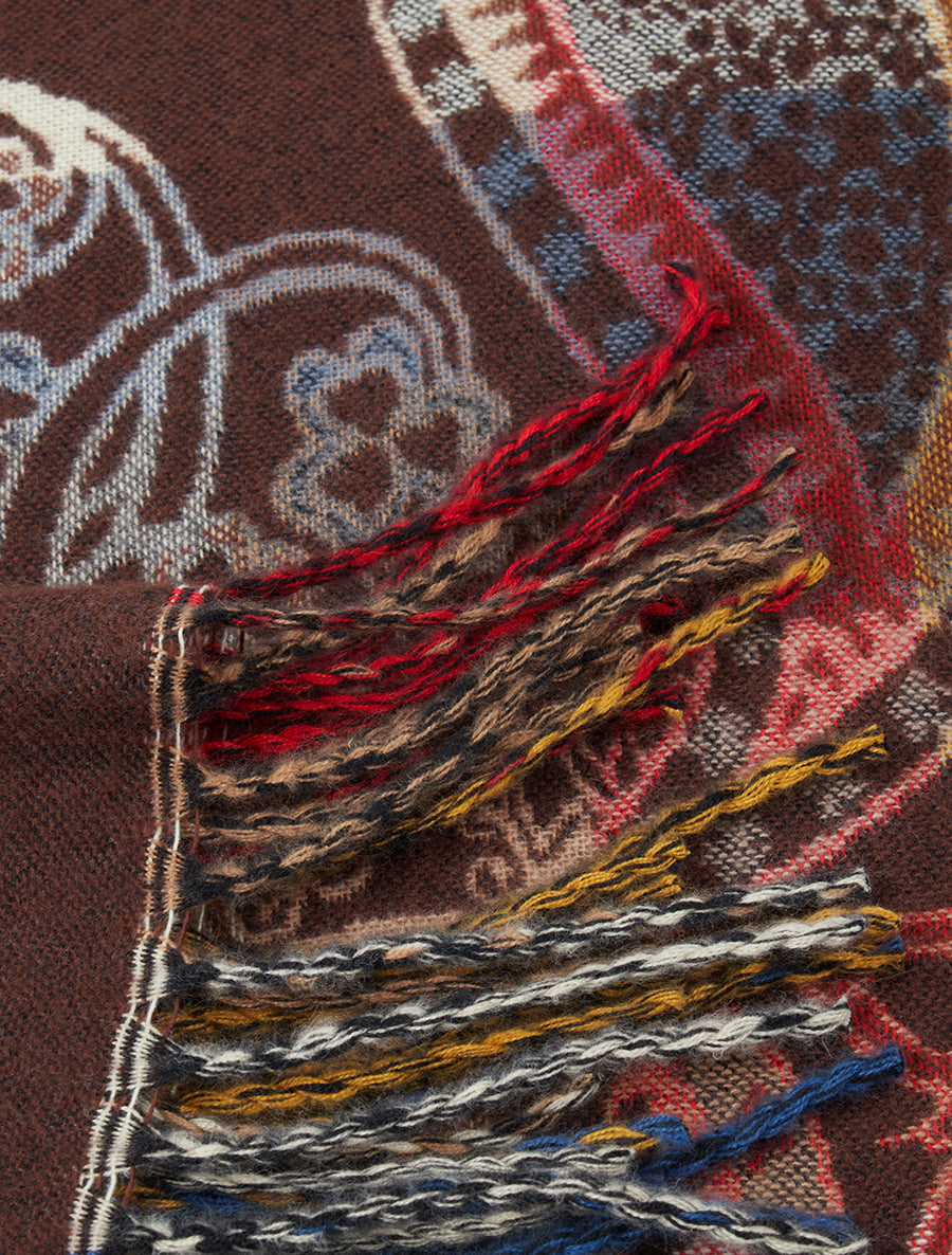 Echarpe à imprimé cachemire à bords frangés - Marron - 3