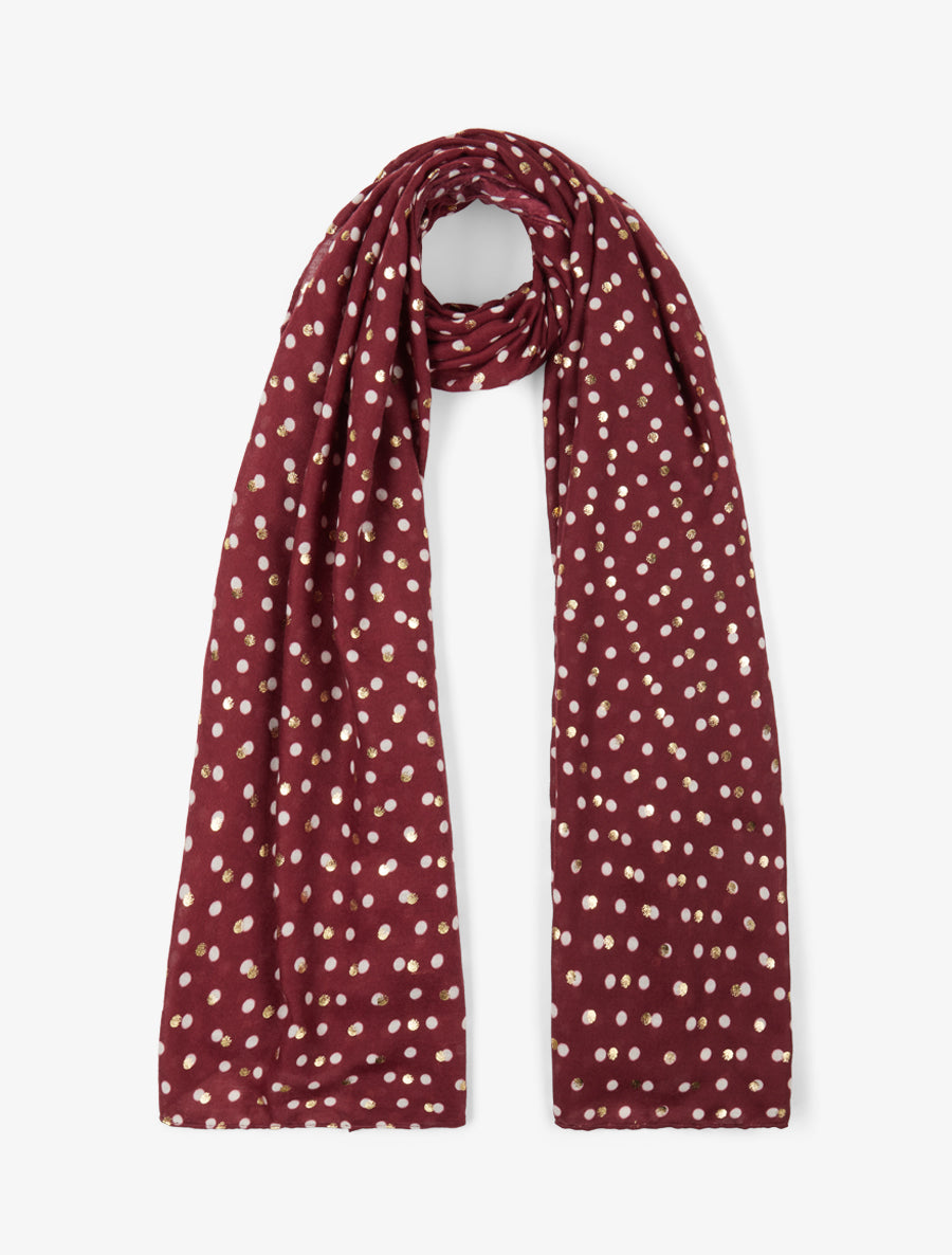 Foulard à imprimé points irisés - Bordeaux - 1