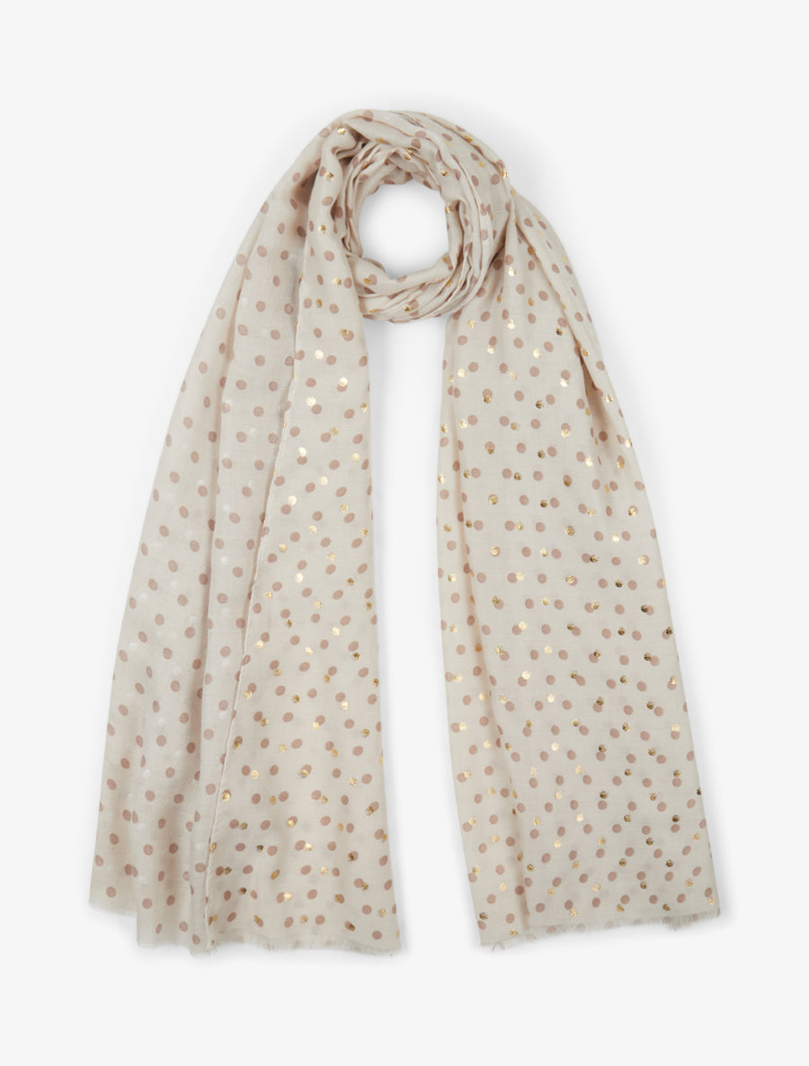 Foulard à imprimé points irisés - Beige - 1