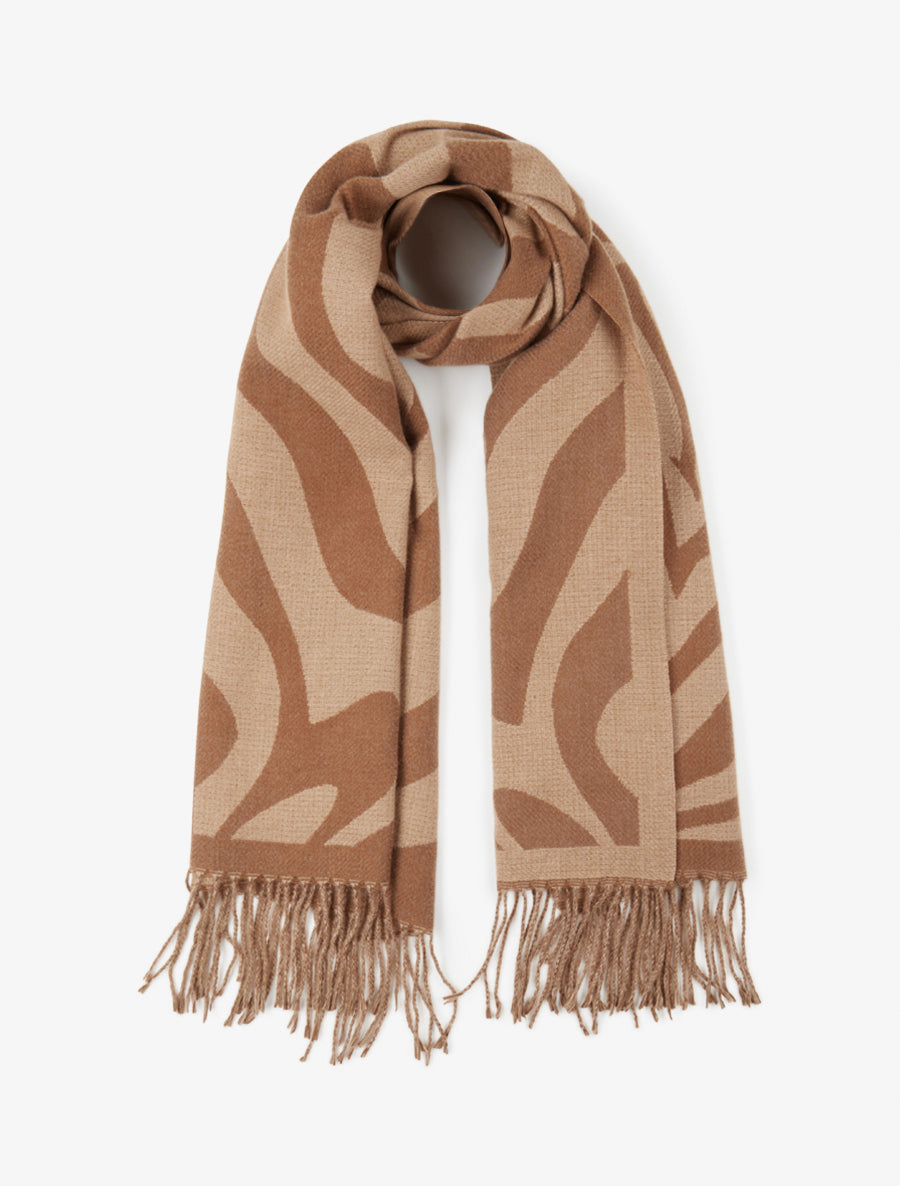 Echarpe à imprimé coeurs concentriques - Camel - 1